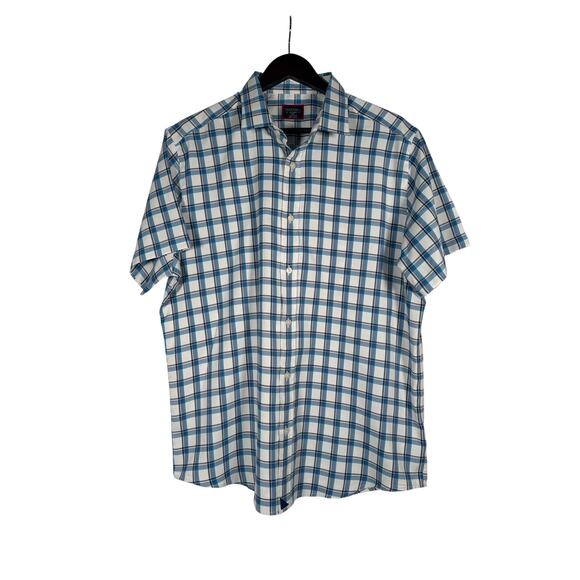 UNTUCKit Other - UnTuckit Booker Shirt Men Blue XL Slim Fit SS Plaid Button Preppy Office Casual